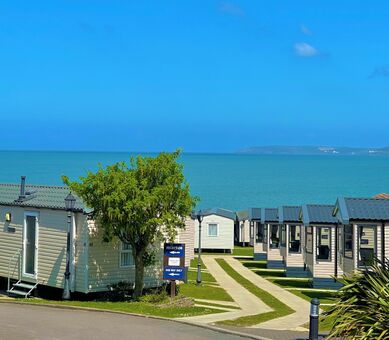 view of the caravans and the sea at Beachside