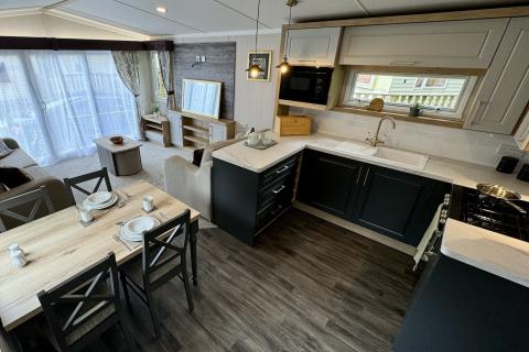 Lounge, Kitchen & Dining Area in a Caravan Holiday Home
