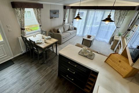 Lounge, Kitchen & Dining Area in a Caravan Holiday Home