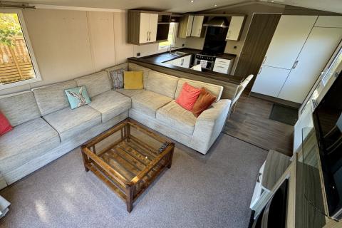Lounge, Kitchen & Dining Area in a Caravan Holiday Home