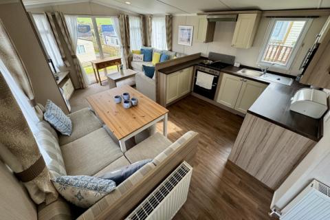 Interior view of the open plan kitchen and living area. 