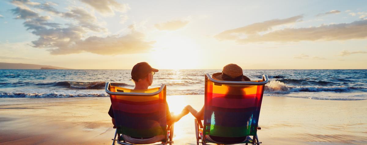 Couple on beach at sunset