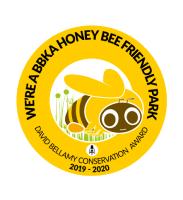 Badge promoting Holiday Park is Honey Bee friendly