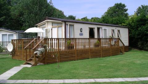 A Caravan Holiday Home with Outdoor living space